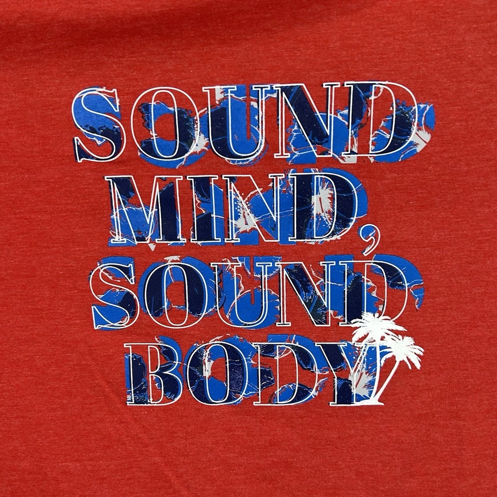 ASICS "Sound Mind Sound Body" T-Shirt Short Sleeve Res Size XL Graphic Print